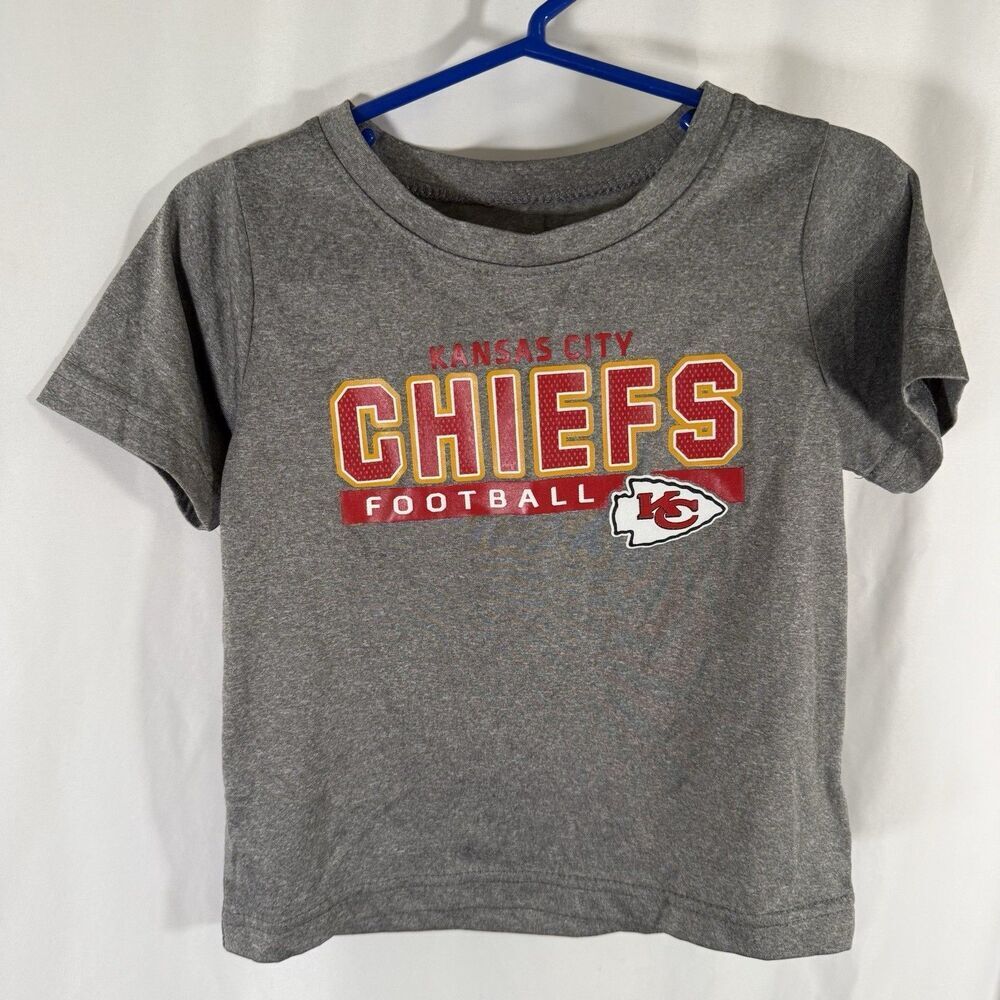 Kansas City Chiefs Shirt Toddler 2T Grey Short Sleeve Athletic NFL